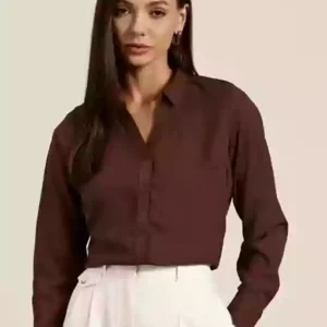Brown Satin Regular Formal Shirt